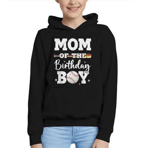 Mom Of The Birthday Boy Baseball Bday Family Graphic Youth Hoodie - Sportilla