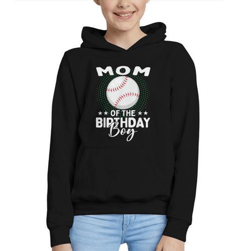 Mom Of The Birthday Boy Baseball Player Birthday Graphic Youth Hoodie - Sportilla