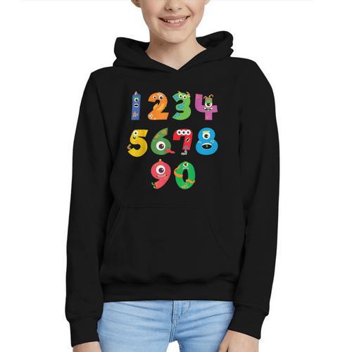 Monster Numbers Learning Cute Numbers 0-9 Back To School Graphic Youth Hoodie - Savourry