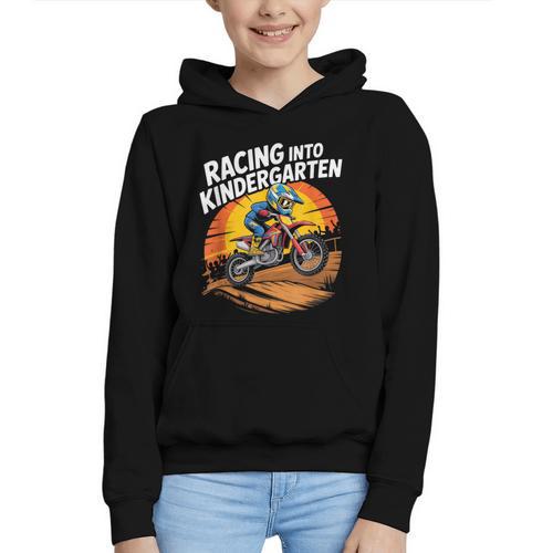 Motocross Back To School Dirt Bike Racing Into Kindergarten Graphic Youth Hoodie - Savourry
