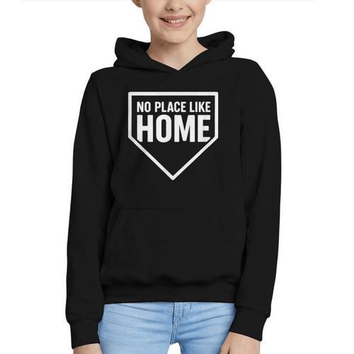 No Place Like Home Baseball Home Plate Graphic Youth Hoodie - Sportilla