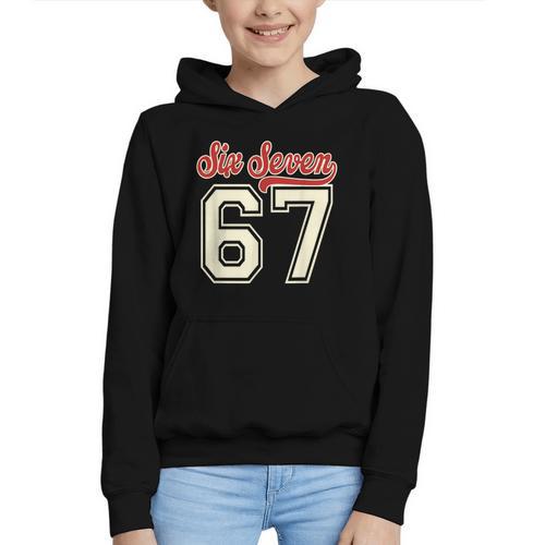 Number 67 Meme Six Seven Baseball Style Kids Boy Teen Graphic Youth Hoodie - Sportilla
