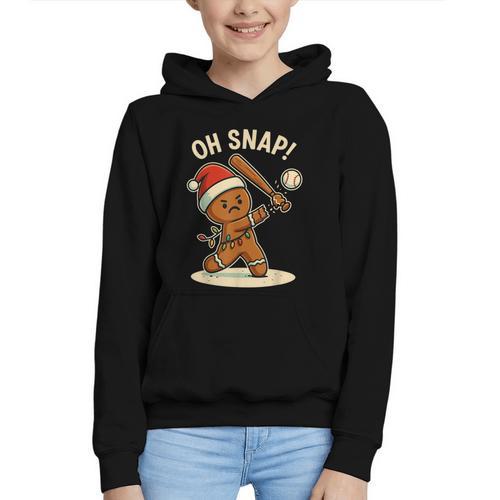 Oh Snap Gingerbreadman Baseball Christmas Men Boys Toddlers Graphic Youth Hoodie - Sportilla