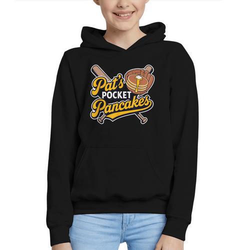 Pat's Pocket Pancakes Baseball Glove Stack Syrup Graphic Youth Hoodie - Sportilla
