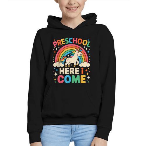 Preschool Here I Come Unicorn Back To School Preschool Girls Graphic Youth Hoodie - Savourry