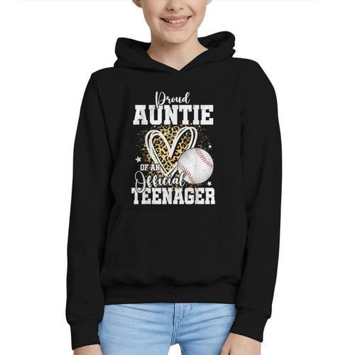 Proud Auntie Of An Official Teenager 13th Birthday Baseball Graphic Youth Hoodie - Sportilla