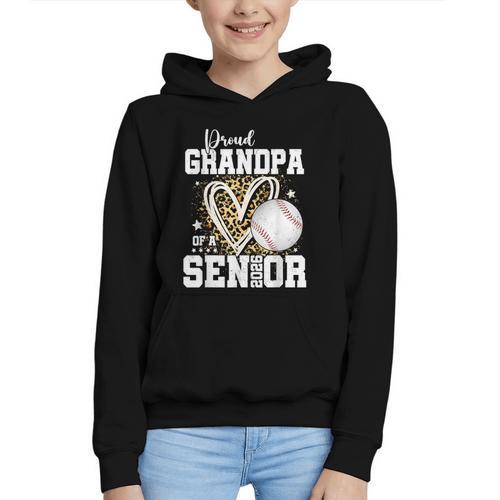 Proud Grandpa Of A 2026 Senior Baseball Graduation Leopard Graphic Youth Hoodie - Sportilla