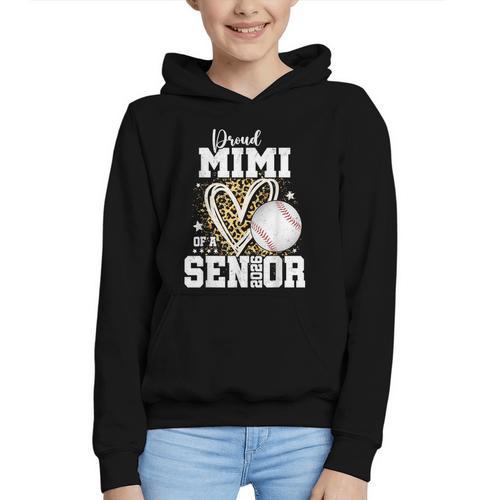 Proud Mimi Of A 2026 Senior Baseball Graduation Leopard Graphic Youth Hoodie - Sportilla