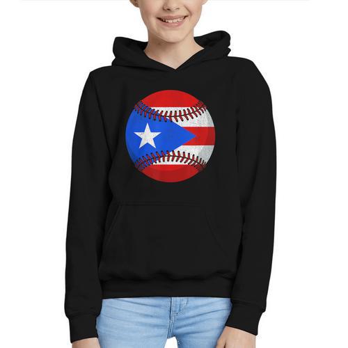 Puerto Rico Baseball Flag Boricua Beisbol Fan Gear Graphic Youth Hoodie - Sportilla