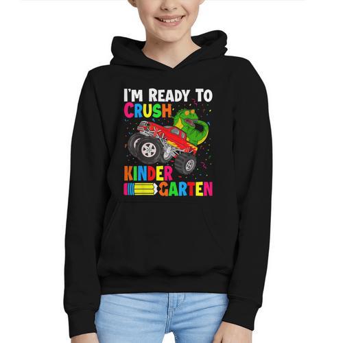 Ready To Crush Kindergarten T-Rex Back To School Boys Graphic Youth Hoodie - Savourry