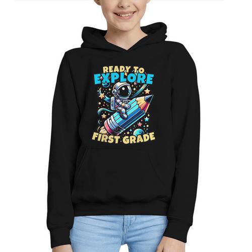 Ready To Explore 1st Grade Kids Astronaut Back To School Graphic Youth Hoodie - Savourry