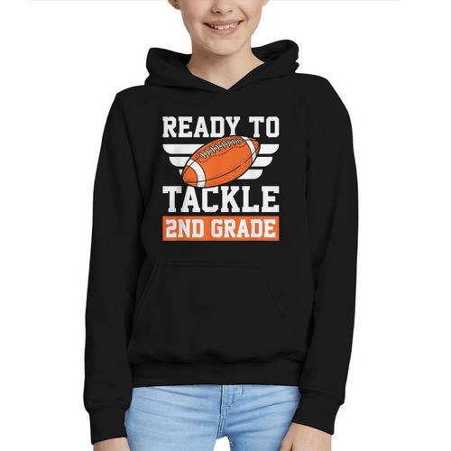 Ready To Tackle 2nd Grade Back To School Kids Football Graphic Youth Hoodie - Savourry