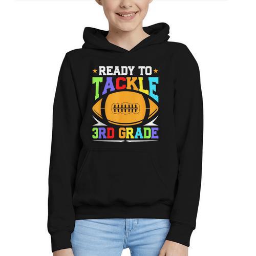 Ready To Tackle 3rd Grade Back To School Kids Football Graphic Youth Hoodie - Savourry