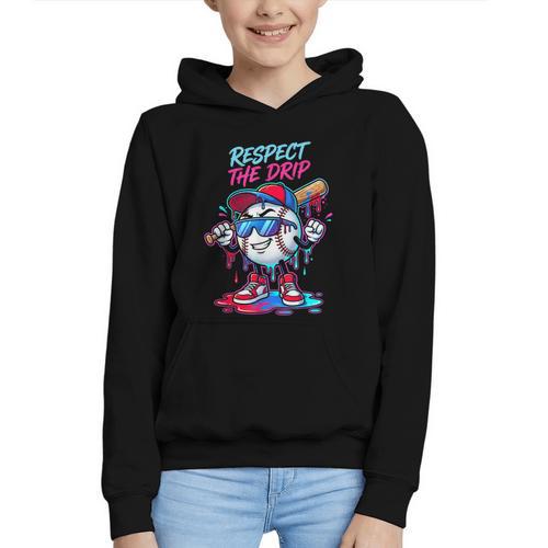 Respect The Drip Baseball Bat Sunglasses Mascot Graphic Youth Hoodie - Sportilla