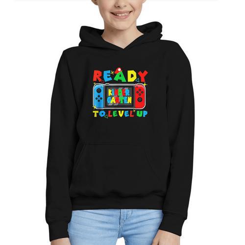 Retro Back To School Kindergarten Ready To Level Up Gamer Graphic Youth Hoodie - Savourry