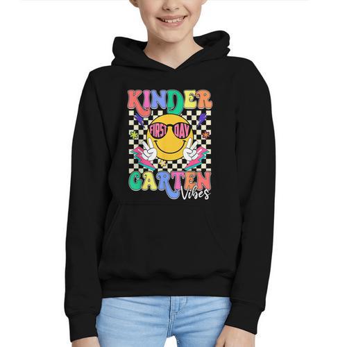 Retro Groovy Kinder Garten Vibes Smile Team Back To School Graphic Youth Hoodie - Savourry