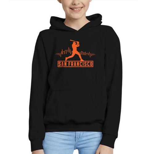 San Francisco Lovers Skyline Retro Baseball Heartbeat Men Graphic Youth Hoodie - Sportilla