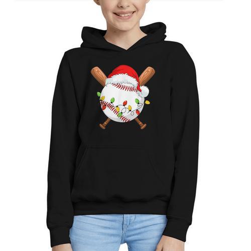 Santa Sports For Men Boys Christmas Baseball Player Graphic Youth Hoodie - Sportilla