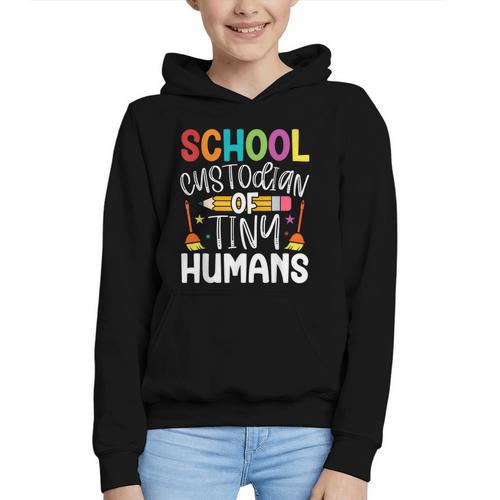 School Custodian Of Tiny Humans Back To School Janitor Graphic Youth Hoodie - Savourry