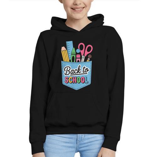 School Supplies In Pocket Back To School Boys Girls Graphic Youth Hoodie - Savourry