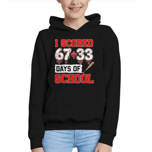 I Scored 6733 100th Days Of School Baseball Six Seven Meme Graphic Youth Hoodie - Sportilla