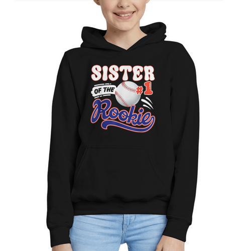 Sister Rookie Of Year 1st Birthday Baseball Theme Matching Graphic Youth Hoodie - Sportilla