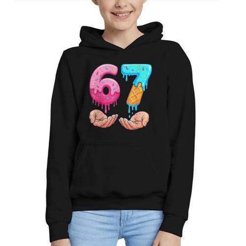Six Seven 6-7 Baseball Ice Cream Drip 67 Meme Hands Graphic Youth Hoodie - Sportilla