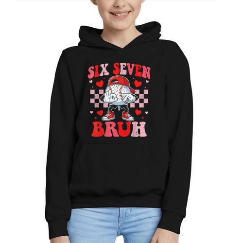 Six Seven 67 Bruh 6 7 Meme Baseball Ice Cream Drip Valentine Graphic Youth Hoodie - Sportilla