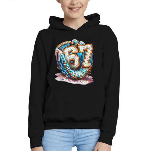 Six Seven Baseball Lifestyle 67 Meme Gen Alpha Slang Graphic Youth Hoodie - Sportilla
