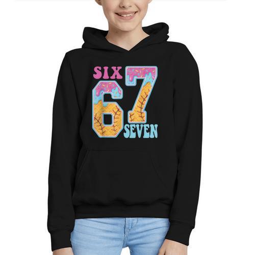 Six Seven Drip Baseball Player Number 67 Or 67th Birthday Graphic Youth Hoodie - Sportilla