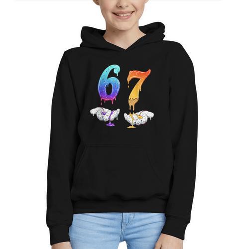 Six Seven Ice Cream Drip Cool Meme 67 Number Baseball Graphic Youth Hoodie - Sportilla