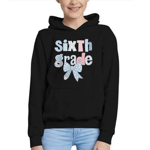 Sixth Grade Coquette Bow Pencil First Day Back To School Graphic Youth Hoodie - Savourry