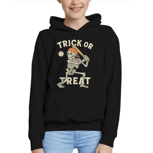 Skeleton Baseball Halloween Costume Men Boys Kids Tee Graphic Youth Hoodie - Sportilla