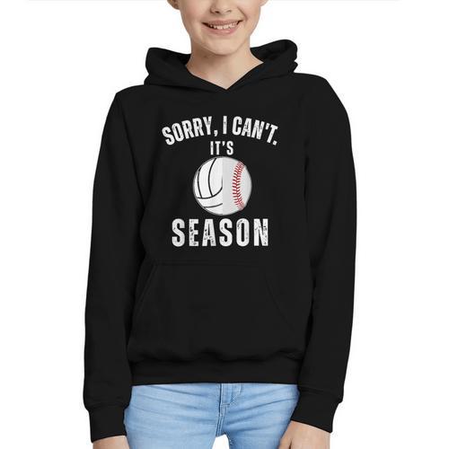 Sorry I Can't It's Volleyball Baseball Season Mom Of Both Graphic Youth Hoodie - Sportilla