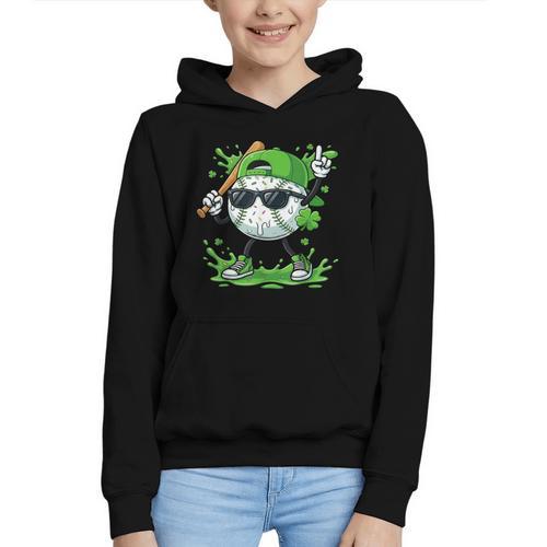 St Patrick Day Baseball Drip Ice Cream Baseball Player Men Graphic Youth Hoodie - Sportilla