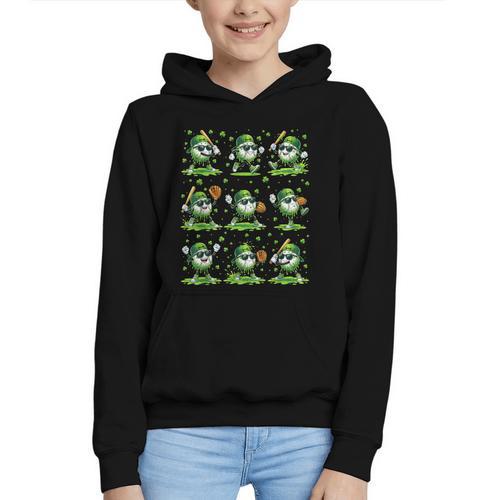 St Patricks Day Baseball Ice Cream Boys Baseball Player Graphic Youth Hoodie - Sportilla