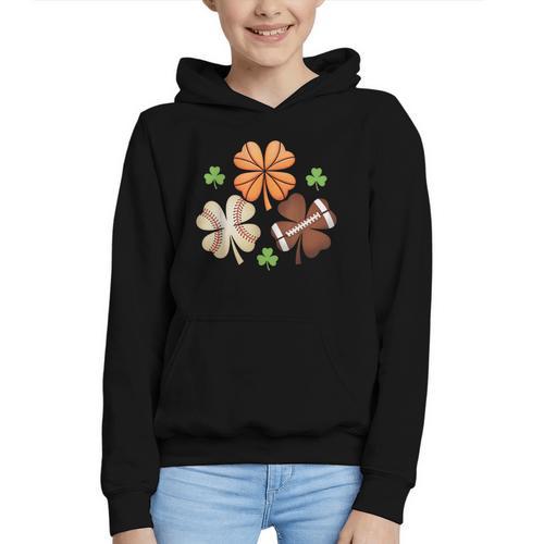 St Patricks Day Shamrock Basketball Baseball Irish Boys Men Graphic Youth Hoodie - Sportilla