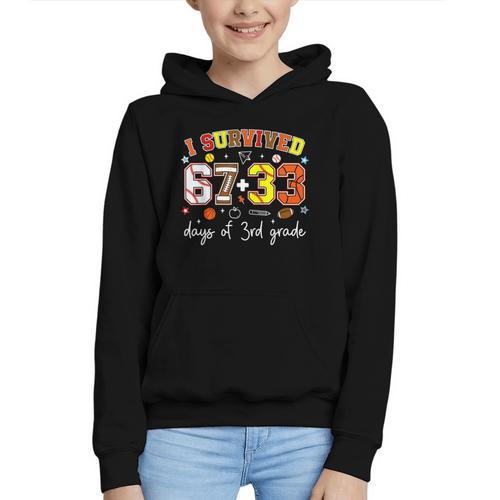I Survived 6733 Days Of 3rd Grade Baseball Football 100 Day Graphic Youth Hoodie - Sportilla