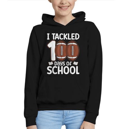 I Tackled 100 Days Of School Baseball Player Kids Teacher Graphic Youth Hoodie - Sportilla