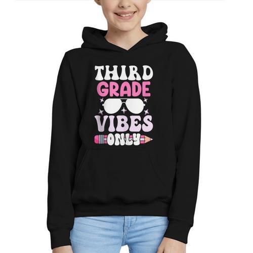 Third Grade 3rd Vibes Only Back To School Student Girl Graphic Youth Hoodie - Savourry