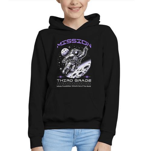 Third Grade Back To School Space Rocket Astronaut Graphic Youth Hoodie - Savourry
