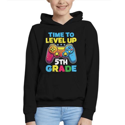 Time To Level Up 5th Grade Video Gamer Kids Back To School Graphic Youth Hoodie - Savourry