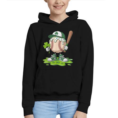 Toddler Baseball Drip Ice Cream Boys Kids St Patricks Day Graphic Youth Hoodie - Sportilla