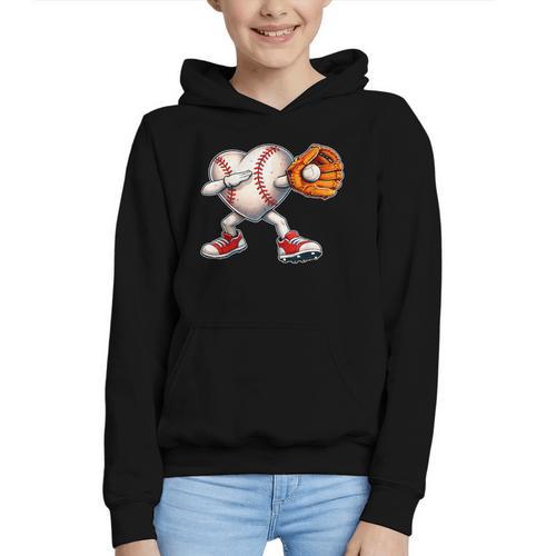 Valentine Baseball Heart Sport Love Valentines Day Boys Kids Graphic Youth Hoodie - Sportilla