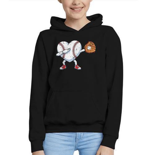 Valentines Day Baseball Ball Heart Dab Boys Kids Men Graphic Youth Hoodie - Sportilla
