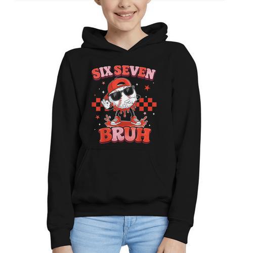 Valentines Day Baseball Six Seven 67 Meme Heart Baseball Dab Graphic Youth Hoodie - Sportilla