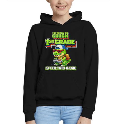 Video Game T Rex Dinosaur 1st Grade Back To School Boy Graphic Youth Hoodie - Savourry