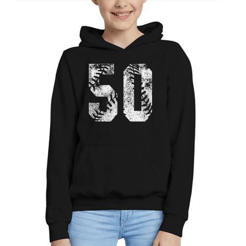 Vintage Baseball Number 50 Jersey Player Uniform Graphic Youth Hoodie - Sportilla