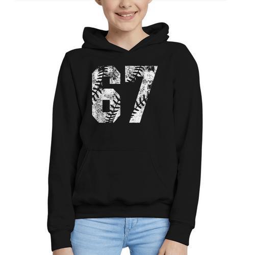Vintage Baseball Number 67 Jersey Player Uniform Graphic Youth Hoodie - Sportilla