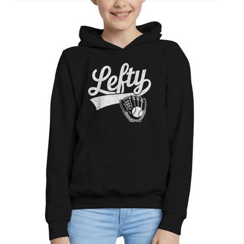 Vintage Baseball Tee Lefty Left Handed Baseball Player Graphic Youth Hoodie - Sportilla